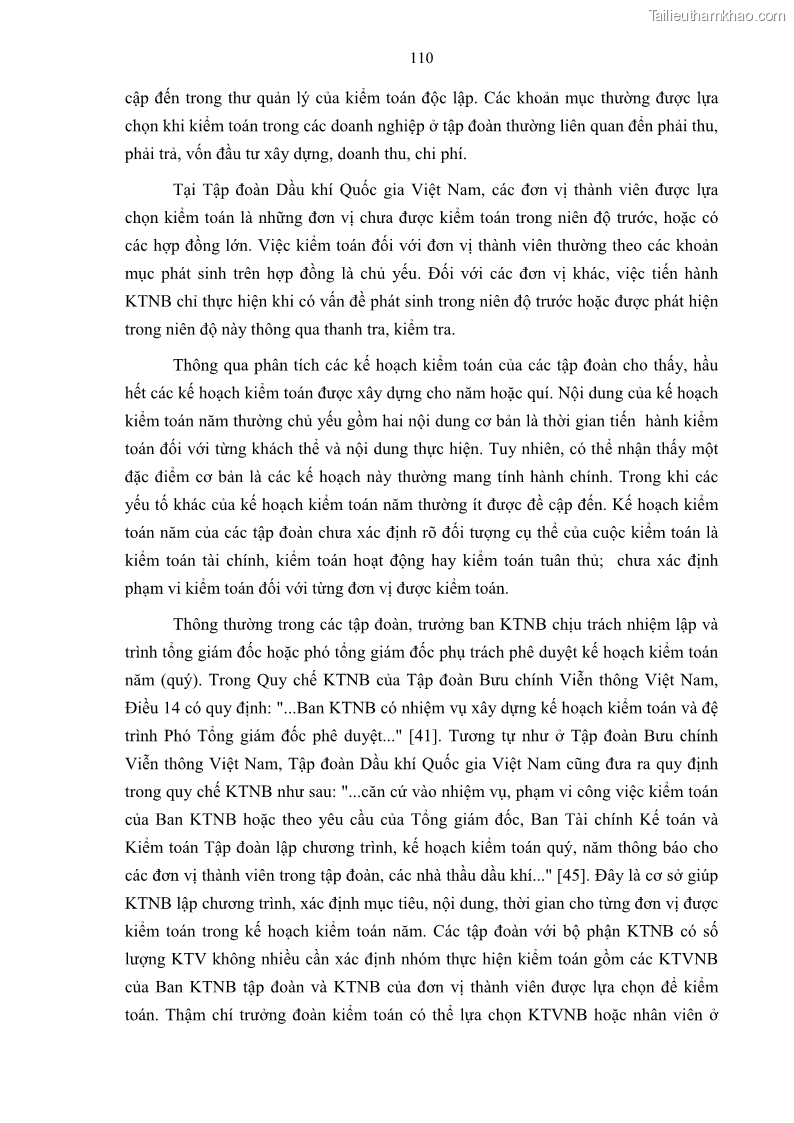 Luận án tiến sĩ kinh tế Tổ chức kiểm toán nội bộ trong các tập đoàn kinh tế của Việt Nam - 20 Trang 115
