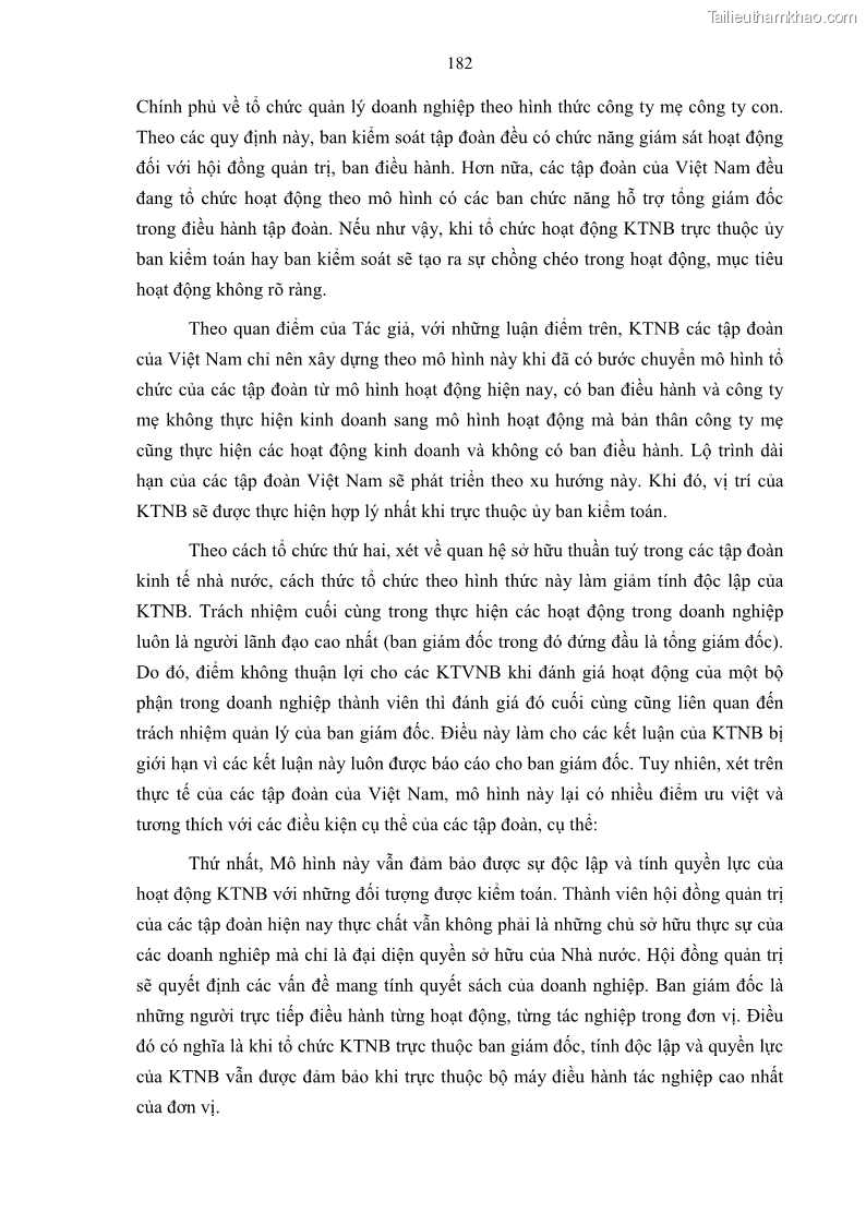 Luận án tiến sĩ kinh tế Tổ chức kiểm toán nội bộ trong các tập đoàn kinh tế của Việt Nam - 32 Trang 187