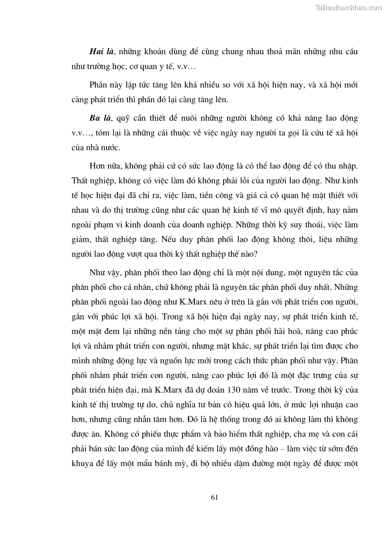 Luận án tiến sĩ kinh tế Vận dụng quan hệ phân phối thu nhập cá nhân trong nền kinh tế thị trường định hướng xã hội chủ nghĩa vào Tập đoàn Điện lực Việt Nam - 11 Trang 61