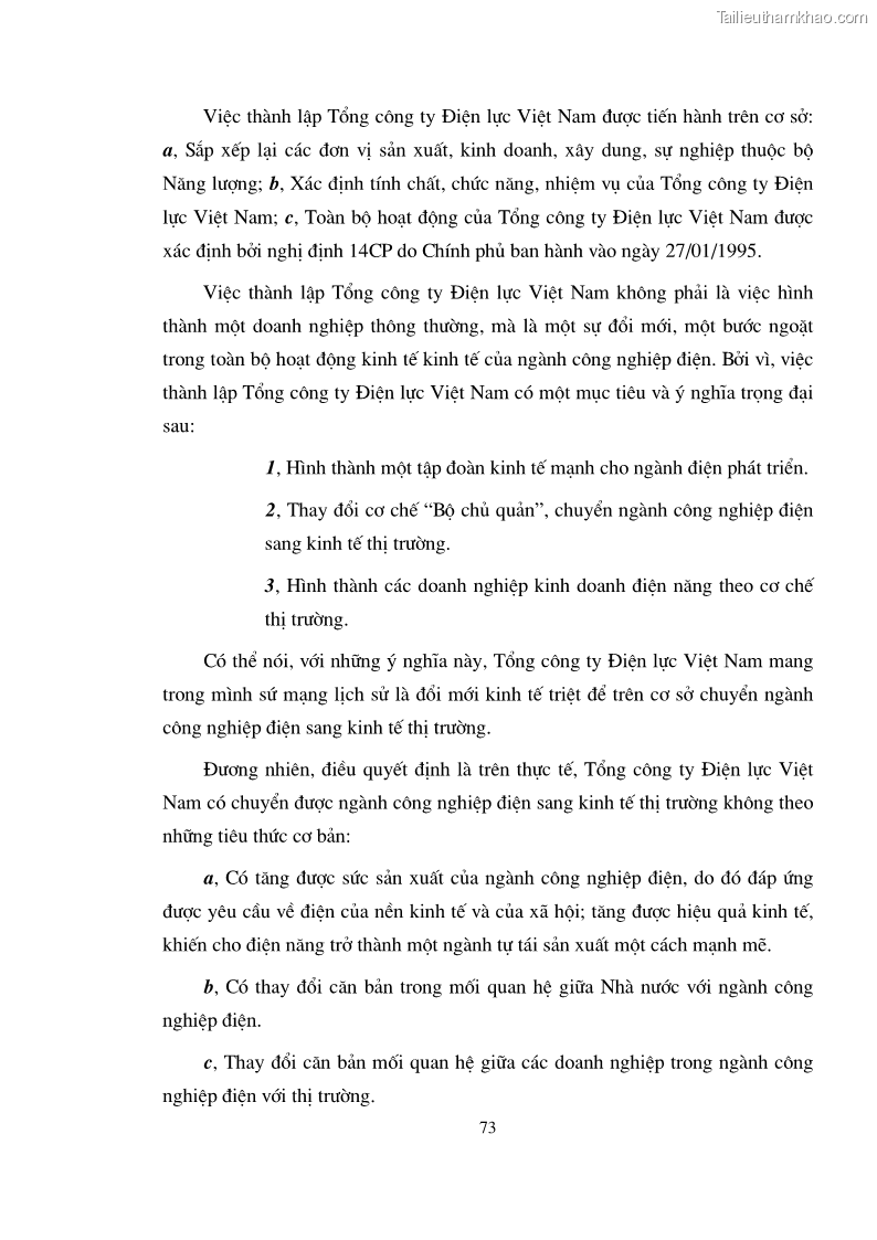 Luận án tiến sĩ kinh tế Vận dụng quan hệ phân phối thu nhập cá nhân trong nền kinh tế thị trường định hướng xã hội chủ nghĩa vào Tập đoàn Điện lực Việt Nam - 13 Trang 73
