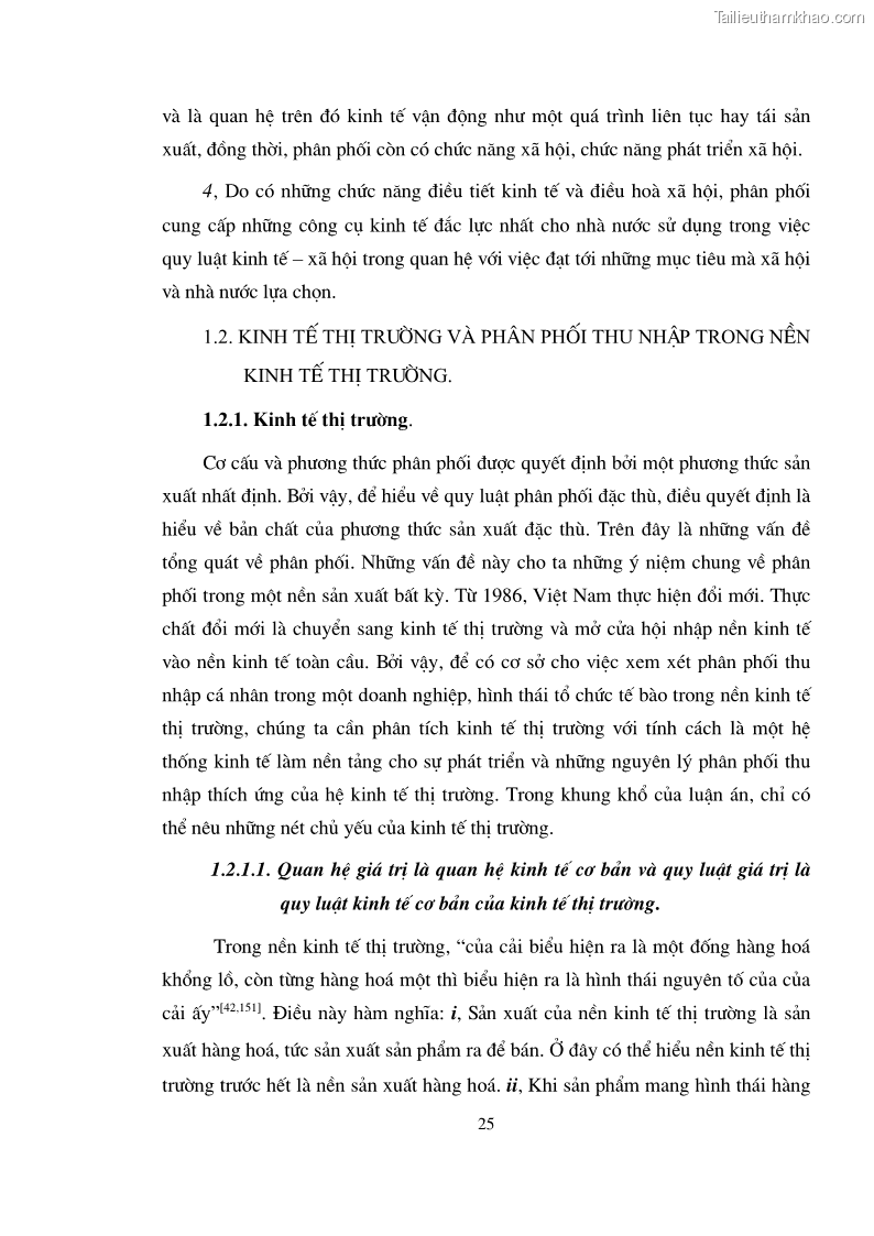 Luận án tiến sĩ kinh tế Vận dụng quan hệ phân phối thu nhập cá nhân trong nền kinh tế thị trường định hướng xã hội chủ nghĩa vào Tập đoàn Điện lực Việt Nam - 5 Trang 25