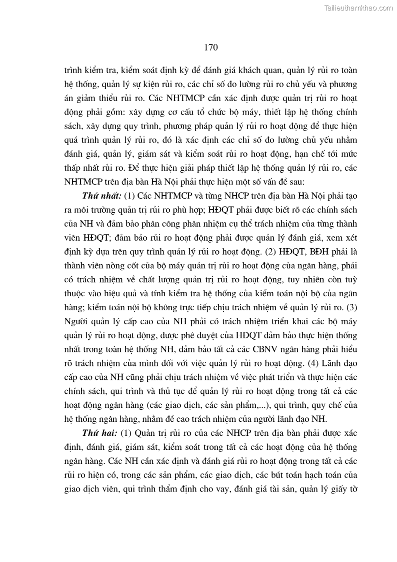 Luận án tiến sĩ Nâng cao hiệu quả sử dụng vốn của các ngân hàng thương mại trên địa bàn Hà Nội trong tiến trình hội nhập quốc tế - 31 Trang 181