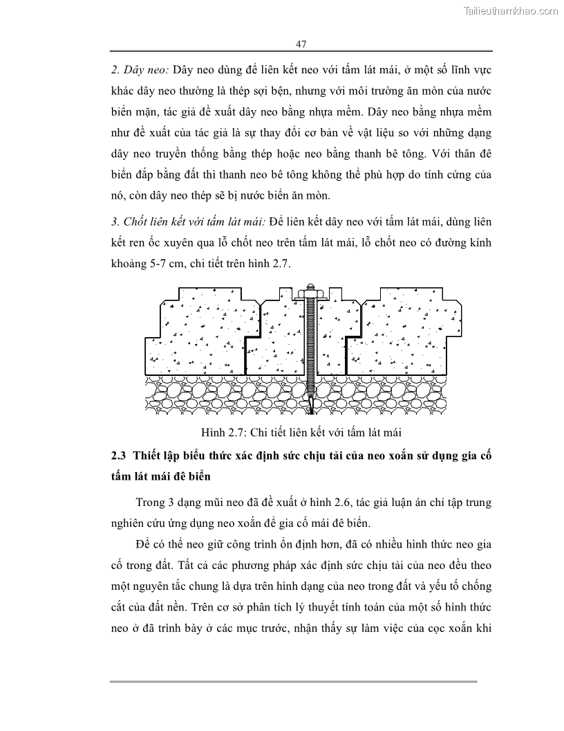 Luận án tiến sĩ Nghiên cứu các giải pháp tăng cường ổn định bảo vệ mái đê biển tràn nước - 11 Trang 61