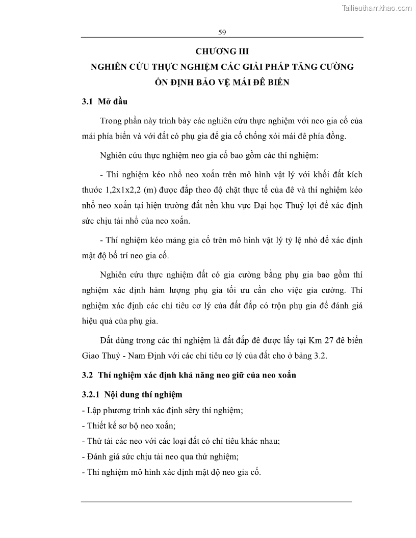 Luận án tiến sĩ Nghiên cứu các giải pháp tăng cường ổn định bảo vệ mái đê biển tràn nước - 13 Trang 73