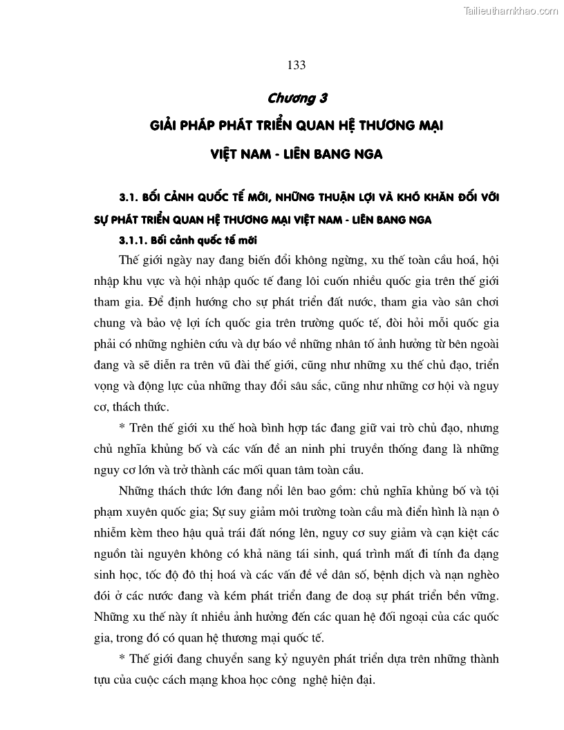 Luận án tiến sĩ quốc tế Quá trình phát triển quan hệ thương mại giữa Việt Nam và Liên Bang Nga trong bối cảnh hội nhập kinh tế quốc tế - 23 Trang 133
