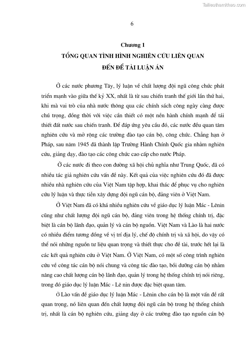 Luận án tiến sĩ triết học Vấn đề về giáo dục lý luận Mác - Lênin cho học viên hệ cao cấp ở các trường chính trị và hành chính nước Cộng hòa Dân chủ Nhân dân Lào hiện nay - 3 Trang 13