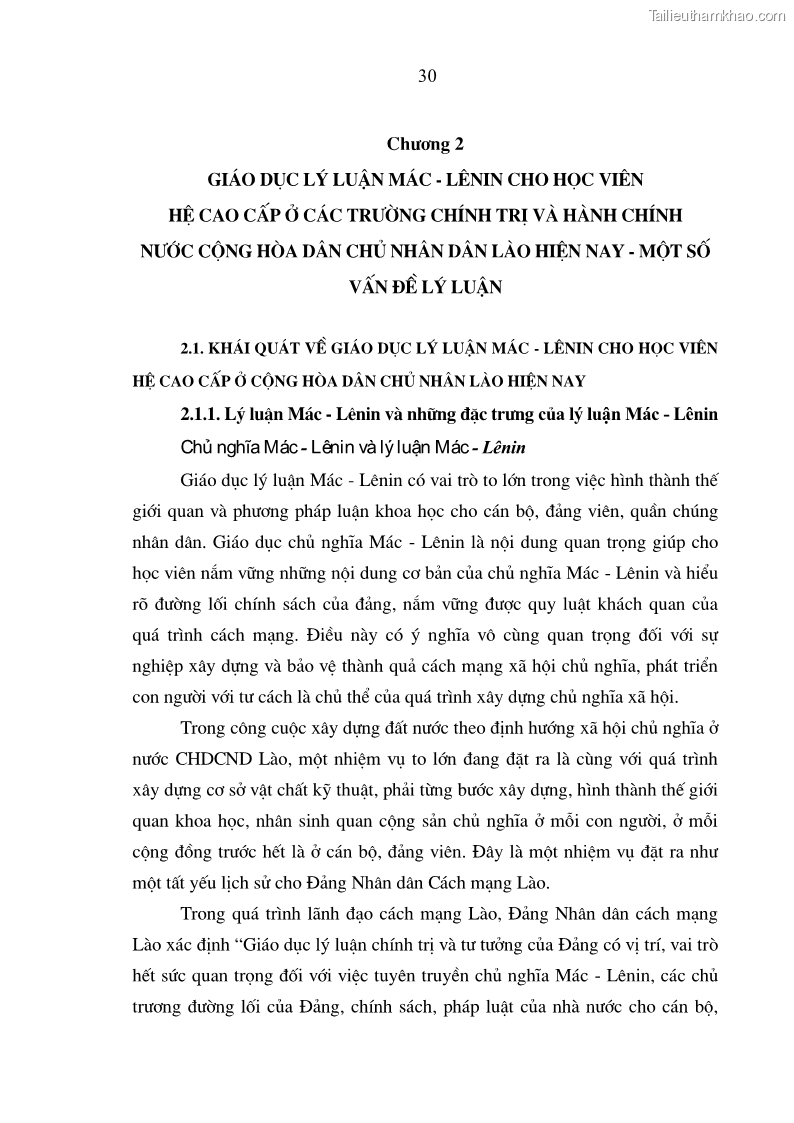 Luận án tiến sĩ triết học Vấn đề về giáo dục lý luận Mác - Lênin cho học viên hệ cao cấp ở các trường chính trị và hành chính nước Cộng hòa Dân chủ Nhân dân Lào hiện nay - 7 Trang 37