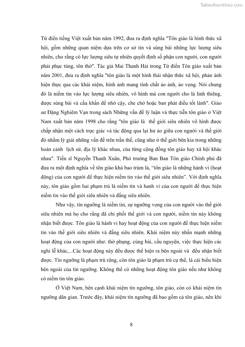 Luận văn thạc sĩ luật học Bảo đảm quyền tự do tín ngưỡng và tự do tôn giáo trong pháp luật Việt Nam hiện nay - 3 Trang 13