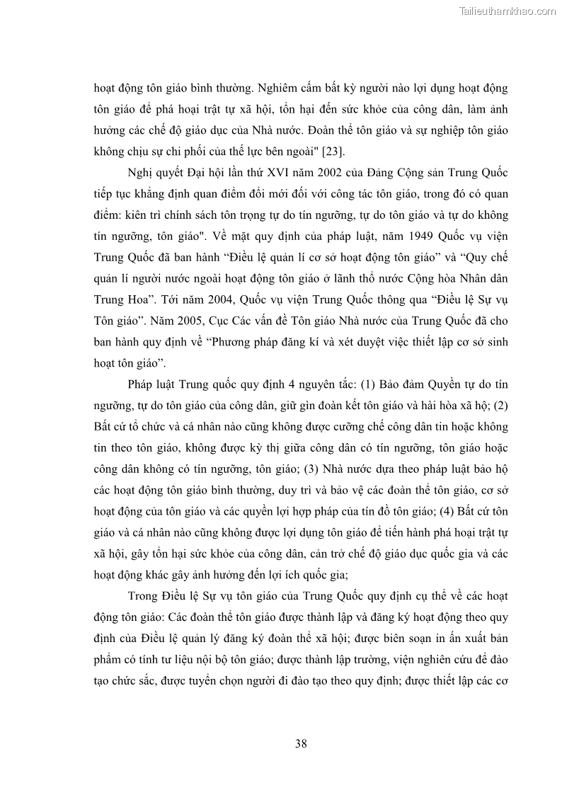 Luận văn thạc sĩ luật học Bảo đảm quyền tự do tín ngưỡng và tự do tôn giáo trong pháp luật Việt Nam hiện nay - 8 Trang 43