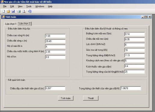 Hình 4 4 Giao diện chương trình tính với lựa chọn 2 Kết quả tính toán được 3