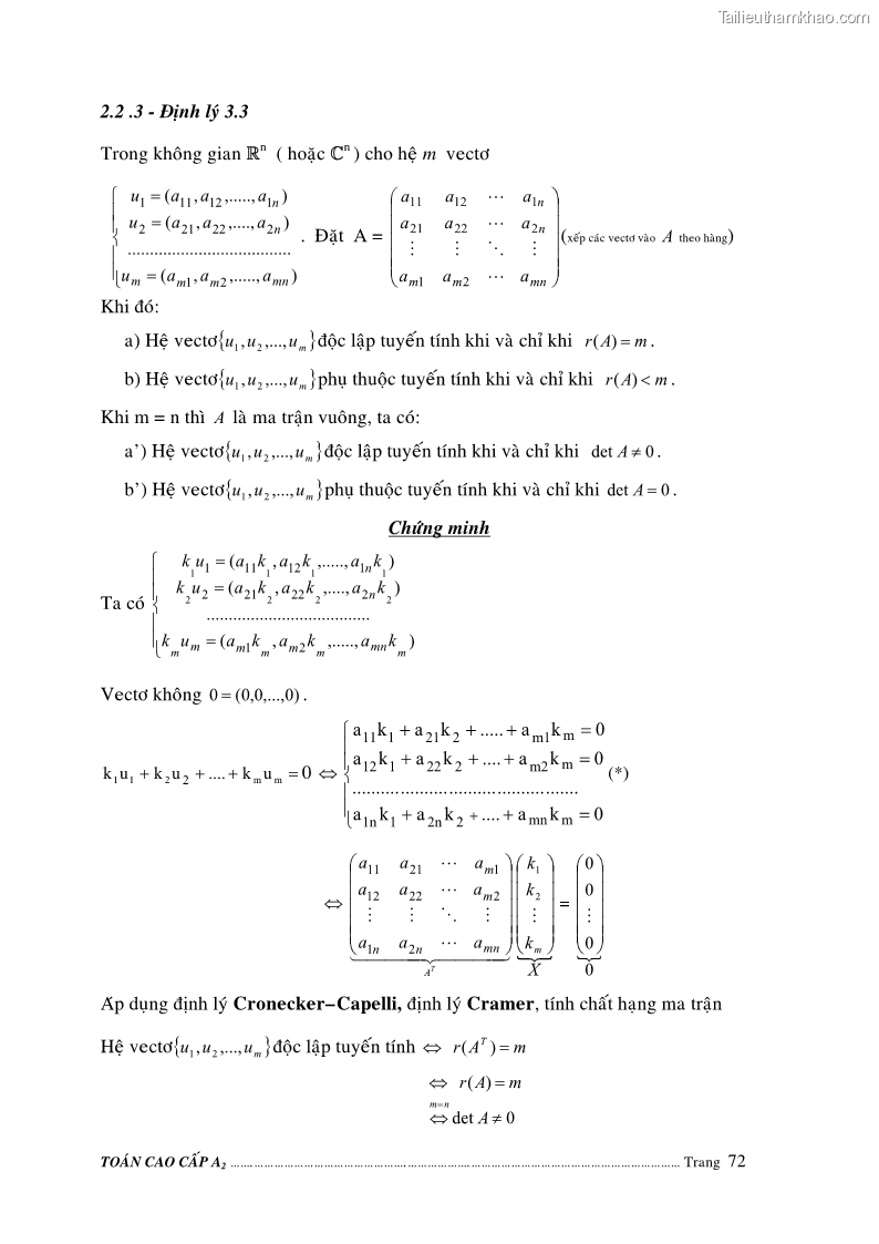 Giáo trình Toán cao cấp A2 - Trường ĐH Sư phạm Kỹ thuật TP.HCM - 13 Trang 73