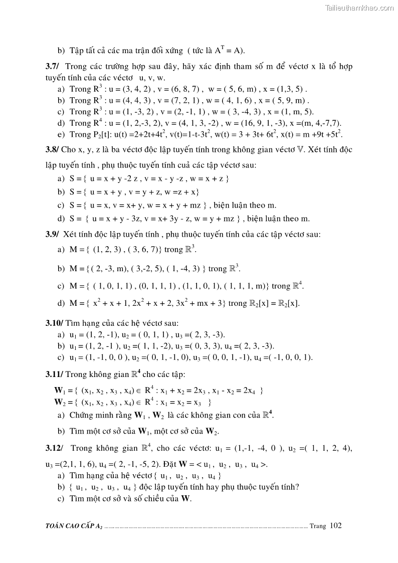 Giáo trình Toán cao cấp A2 - Trường ĐH Sư phạm Kỹ thuật TP.HCM - 18 Trang 103
