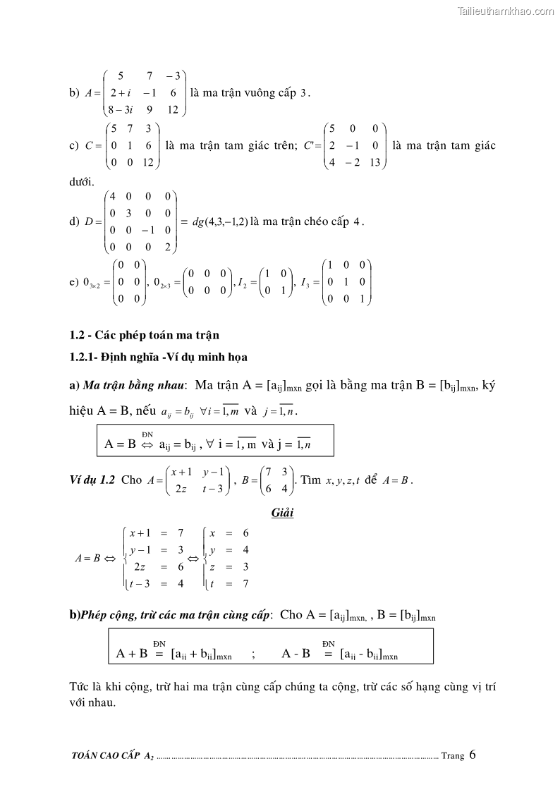 Giáo trình Toán cao cấp A2 - Trường ĐH Sư phạm Kỹ thuật TP.HCM - 2 Trang 7
