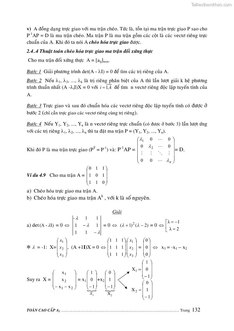 Giáo trình Toán cao cấp A2 - Trường ĐH Sư phạm Kỹ thuật TP.HCM - 23 Trang 133
