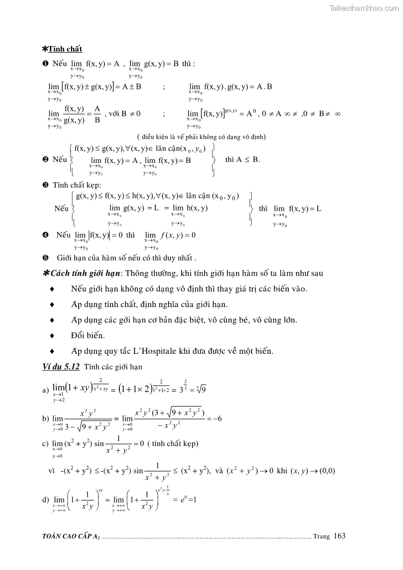 Giáo trình Toán cao cấp A2 - Trường ĐH Sư phạm Kỹ thuật TP.HCM - 28 Trang 163