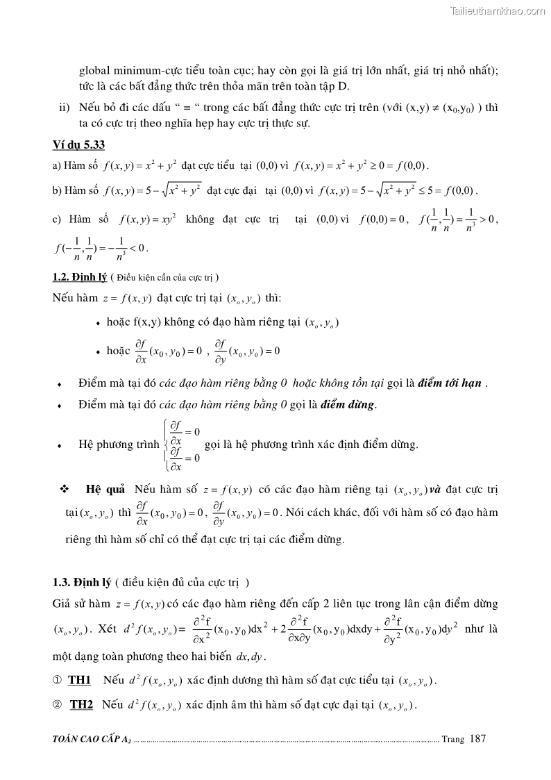 Giáo trình Toán cao cấp A2 - Trường ĐH Sư phạm Kỹ thuật TP.HCM - 32 Trang 187