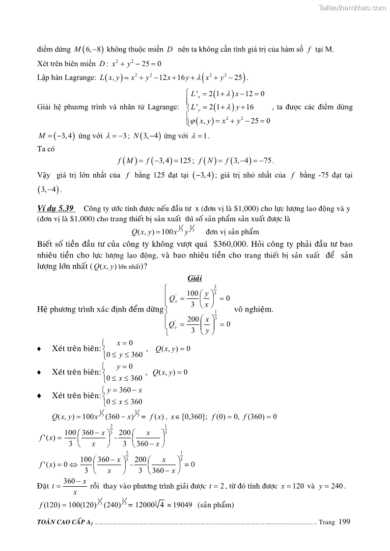 Giáo trình Toán cao cấp A2 - Trường ĐH Sư phạm Kỹ thuật TP.HCM - 34 Trang 199