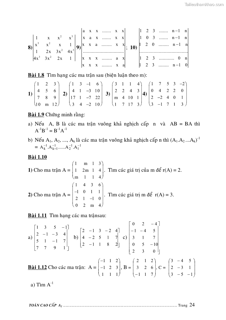 Giáo trình Toán cao cấp A2 - Trường ĐH Sư phạm Kỹ thuật TP.HCM - 5 Trang 25