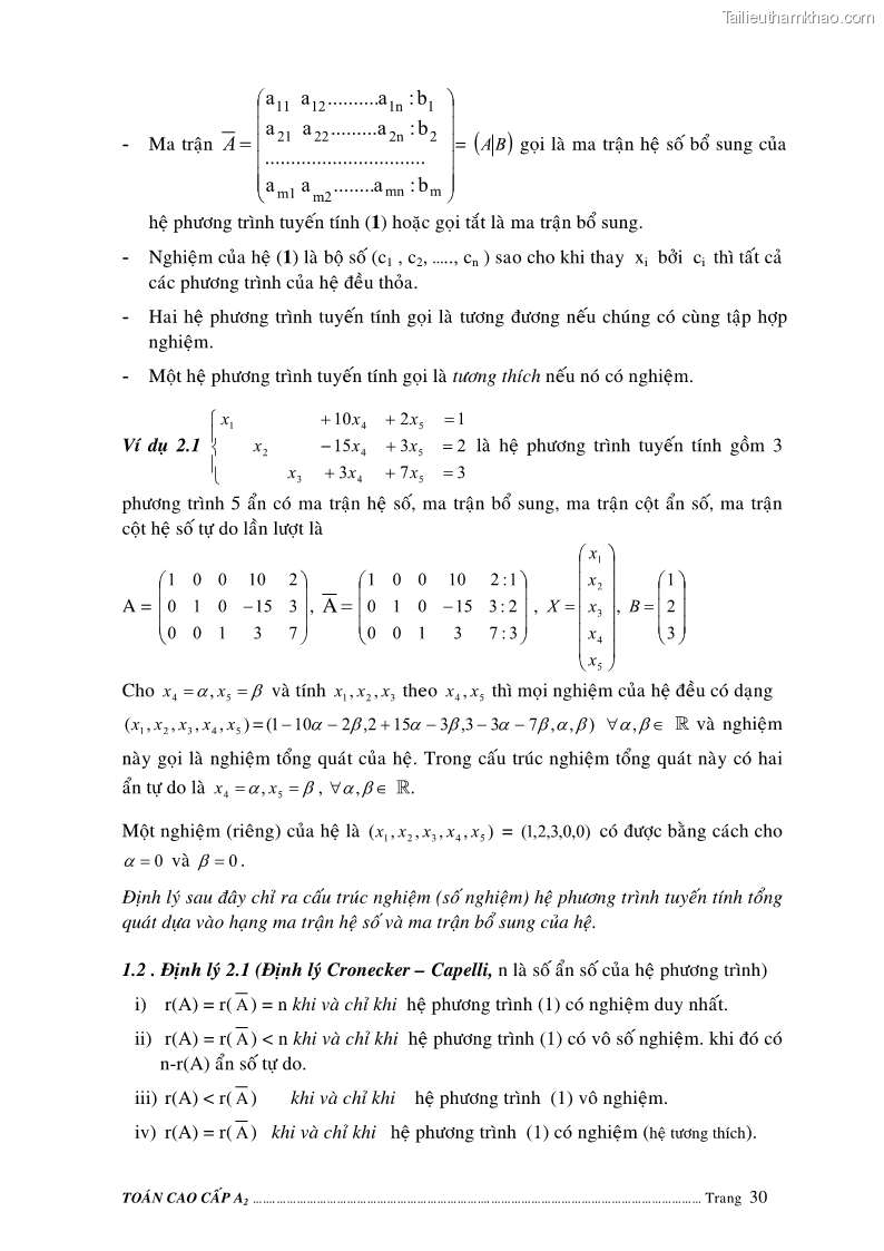 Giáo trình Toán cao cấp A2 - Trường ĐH Sư phạm Kỹ thuật TP.HCM - 6 Trang 31