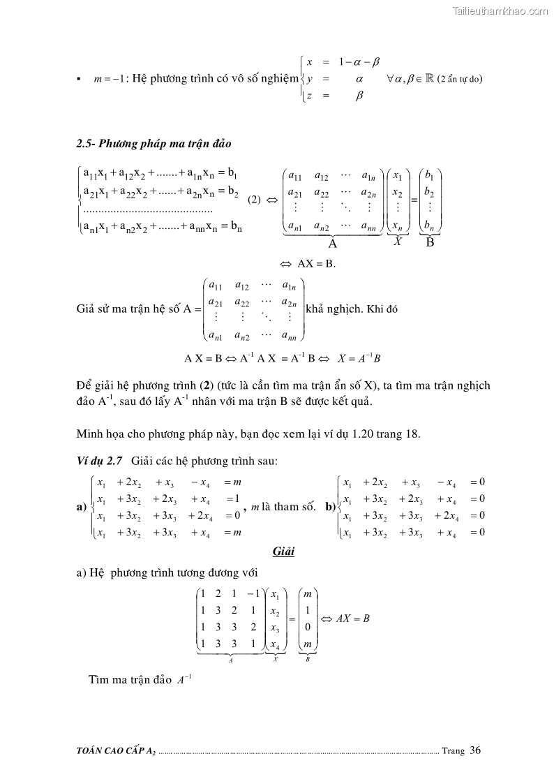 Giáo trình Toán cao cấp A2 - Trường ĐH Sư phạm Kỹ thuật TP.HCM - 7 Trang 37