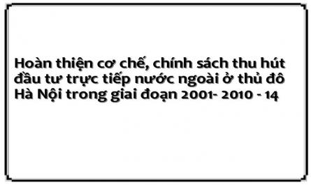 Hoàn thiện cơ chế, chính sách thu hút đầu tư trực tiếp nước ngoài ở thủ đô Hà Nội trong giai đoạn 2001- 2010 - 14