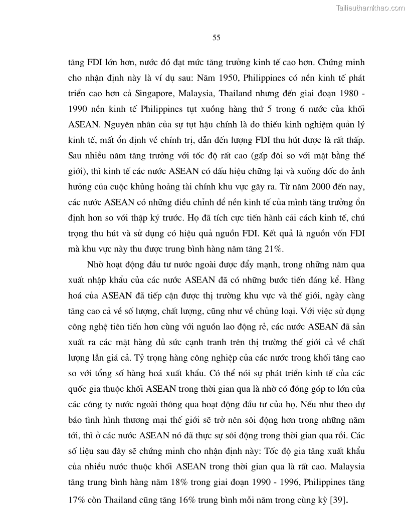 Luận án tiến sĩ kinh tế Hoàn thiện cơ chế, chính sách thu hút đầu tư trực tiếp nước ngoài ở thủ đô Hà Nội trong giai đoạn 2001- 2010 - 10 Trang 55