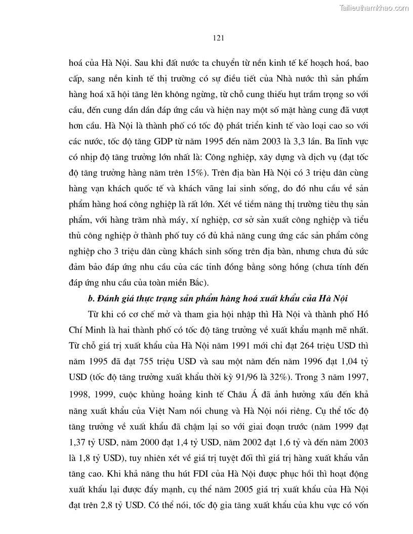 Luận án tiến sĩ kinh tế Hoàn thiện cơ chế, chính sách thu hút đầu tư trực tiếp nước ngoài ở thủ đô Hà Nội trong giai đoạn 2001- 2010 - 21 Trang 121