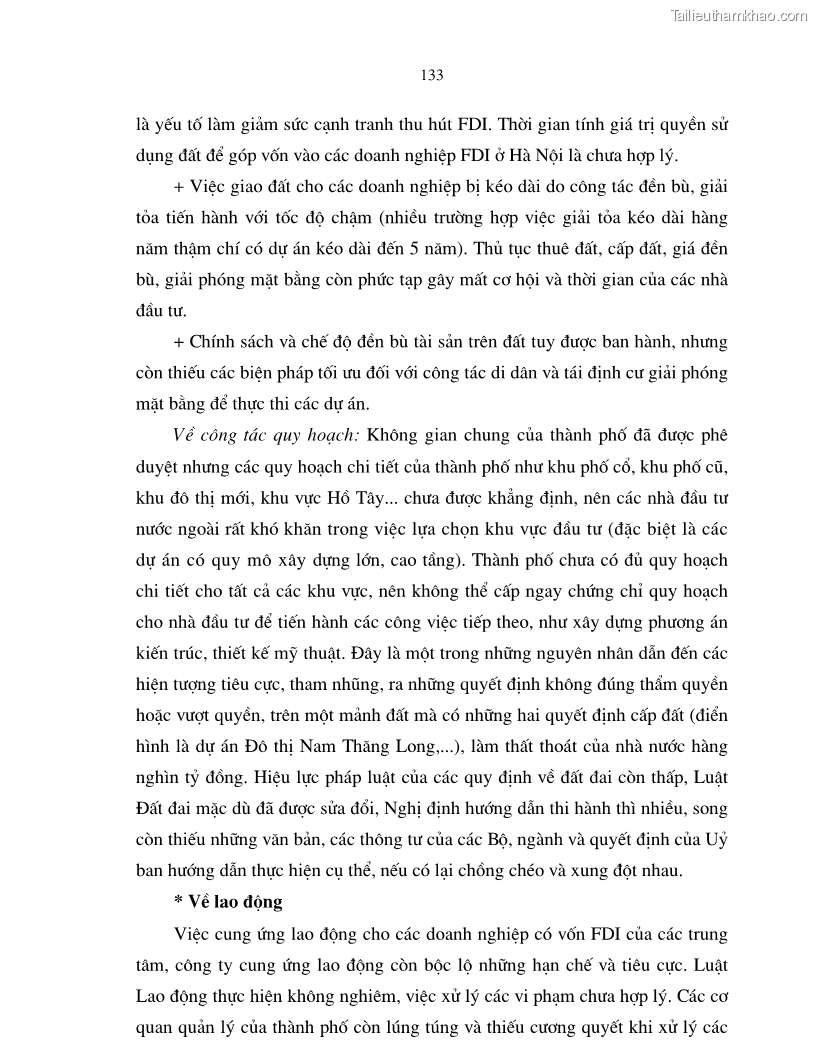 Luận án tiến sĩ kinh tế Hoàn thiện cơ chế, chính sách thu hút đầu tư trực tiếp nước ngoài ở thủ đô Hà Nội trong giai đoạn 2001- 2010 - 23 Trang 133