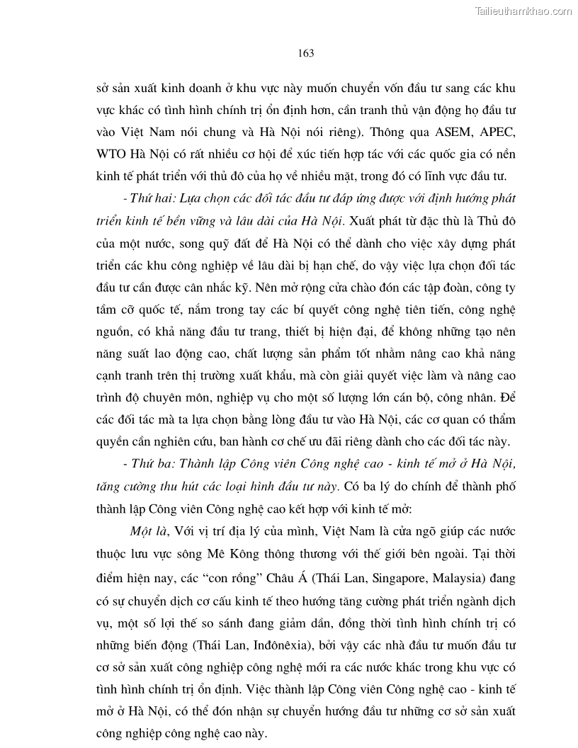 Luận án tiến sĩ kinh tế Hoàn thiện cơ chế, chính sách thu hút đầu tư trực tiếp nước ngoài ở thủ đô Hà Nội trong giai đoạn 2001- 2010 - 28 Trang 163