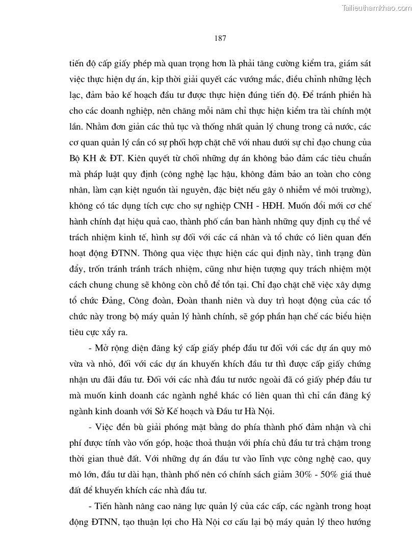Luận án tiến sĩ kinh tế Hoàn thiện cơ chế, chính sách thu hút đầu tư trực tiếp nước ngoài ở thủ đô Hà Nội trong giai đoạn 2001- 2010 - 32 Trang 187