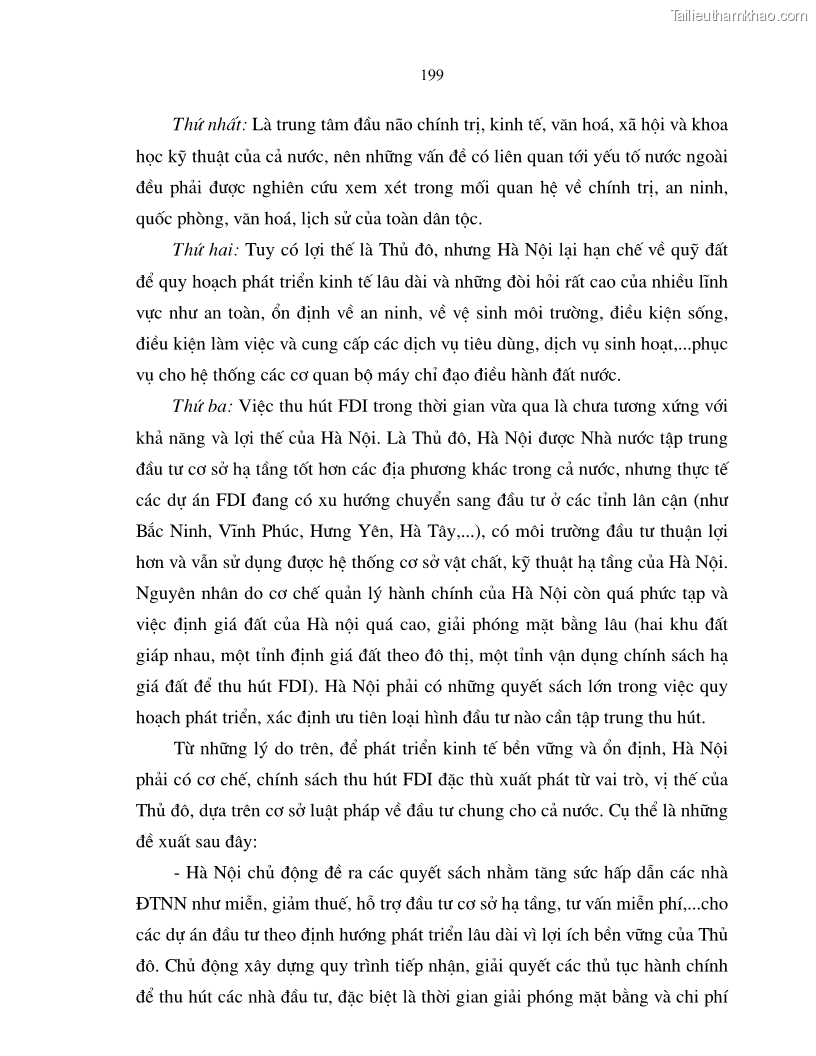 Luận án tiến sĩ kinh tế Hoàn thiện cơ chế, chính sách thu hút đầu tư trực tiếp nước ngoài ở thủ đô Hà Nội trong giai đoạn 2001- 2010 - 34 Trang 199