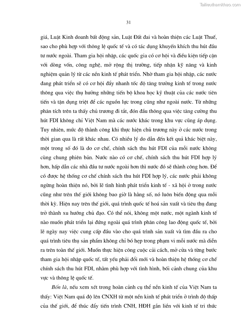 Luận án tiến sĩ kinh tế Hoàn thiện cơ chế, chính sách thu hút đầu tư trực tiếp nước ngoài ở thủ đô Hà Nội trong giai đoạn 2001- 2010 - 6 Trang 31
