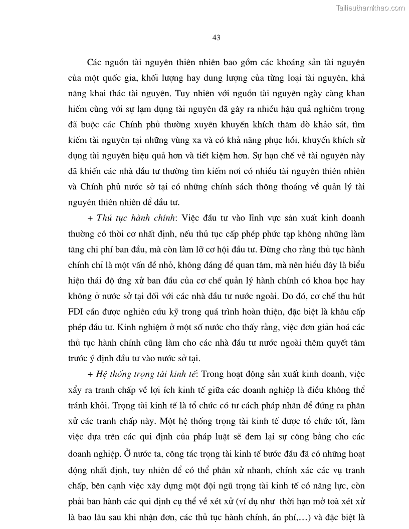 Luận án tiến sĩ kinh tế Hoàn thiện cơ chế, chính sách thu hút đầu tư trực tiếp nước ngoài ở thủ đô Hà Nội trong giai đoạn 2001- 2010 - 8 Trang 43