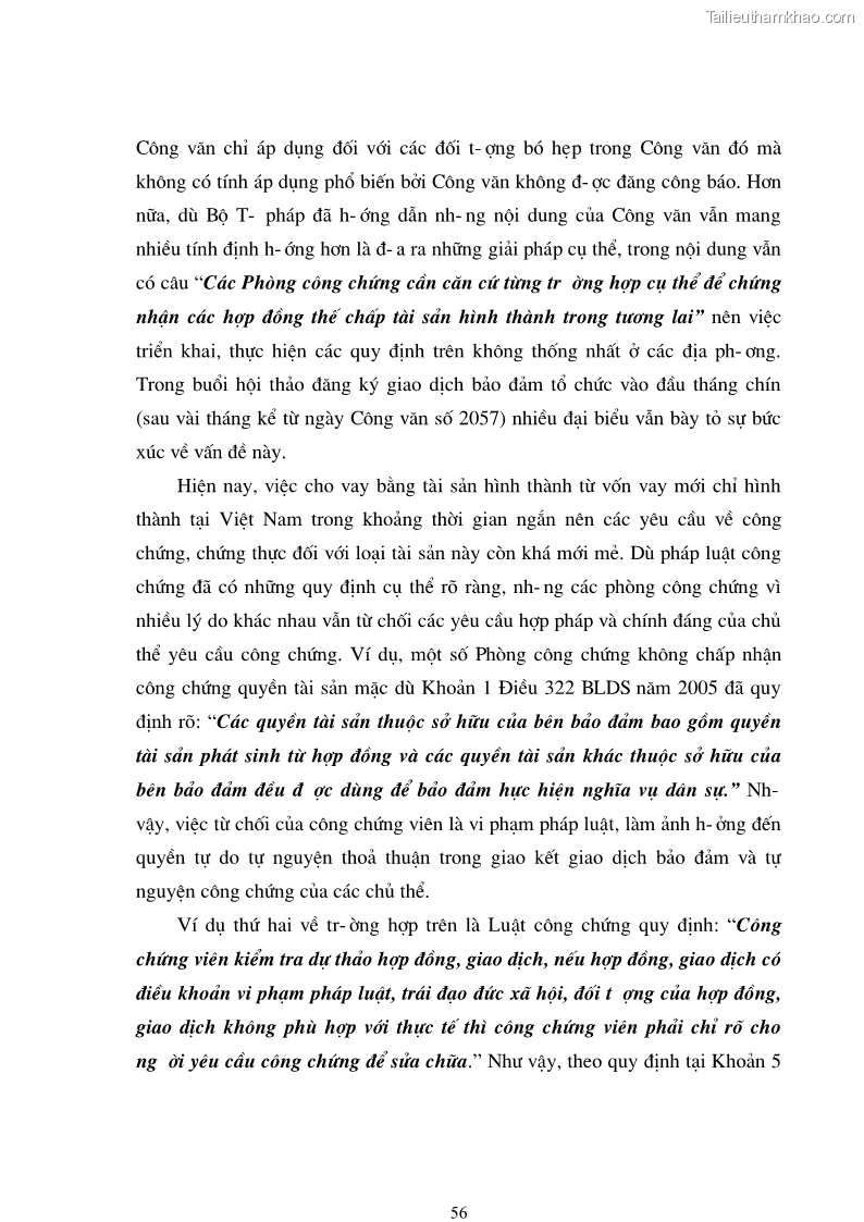 Luận văn thạc sĩ luật học Bảo đảm tiền vay bằng tài sản hình thành từ vốn vay - 10 Trang 55