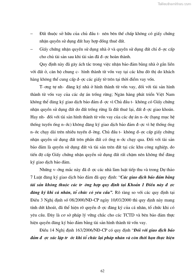 Luận văn thạc sĩ luật học Bảo đảm tiền vay bằng tài sản hình thành từ vốn vay - 11 Trang 61