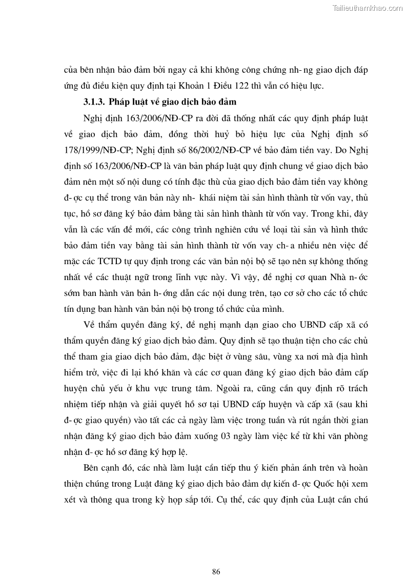 Luận văn thạc sĩ luật học Bảo đảm tiền vay bằng tài sản hình thành từ vốn vay - 15 Trang 85