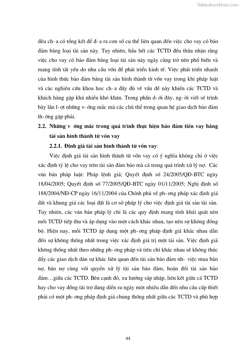 Luận văn thạc sĩ luật học Bảo đảm tiền vay bằng tài sản hình thành từ vốn vay - 8 Trang 43