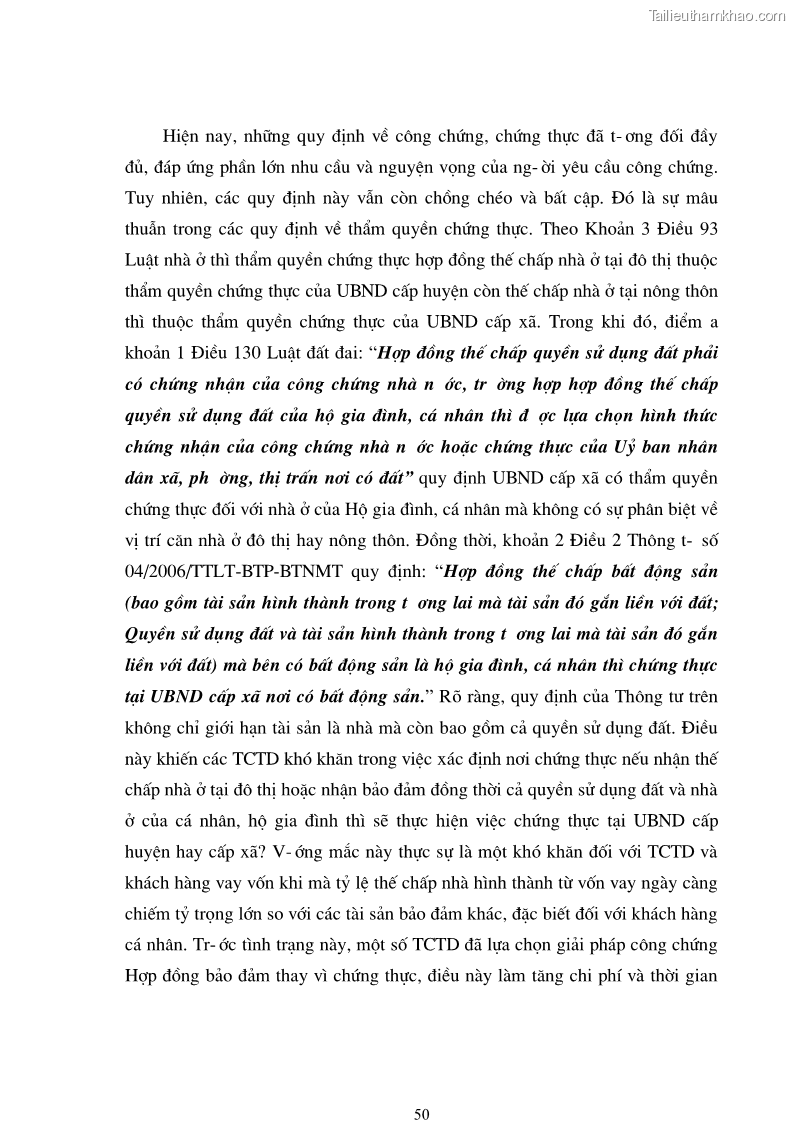 Luận văn thạc sĩ luật học Bảo đảm tiền vay bằng tài sản hình thành từ vốn vay - 9 Trang 49