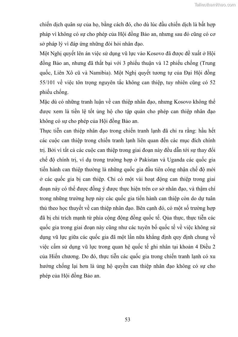 Luận văn thạc sĩ luật học Can thiệp nhân đạo trong luật quốc tế hiện đại - 10 Trang 55