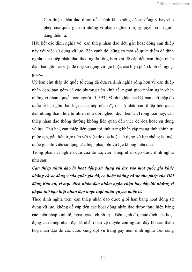 Luận văn thạc sĩ luật học Can thiệp nhân đạo trong luật quốc tế hiện đại - 3 Trang 13