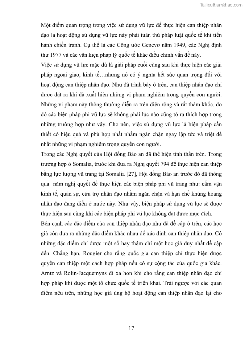 Luận văn thạc sĩ luật học Can thiệp nhân đạo trong luật quốc tế hiện đại - 4 Trang 19