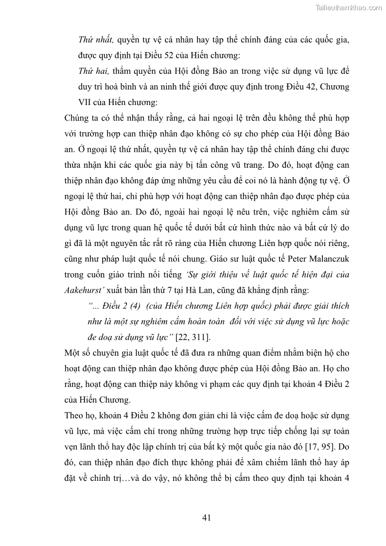 Luận văn thạc sĩ luật học Can thiệp nhân đạo trong luật quốc tế hiện đại - 8 Trang 43