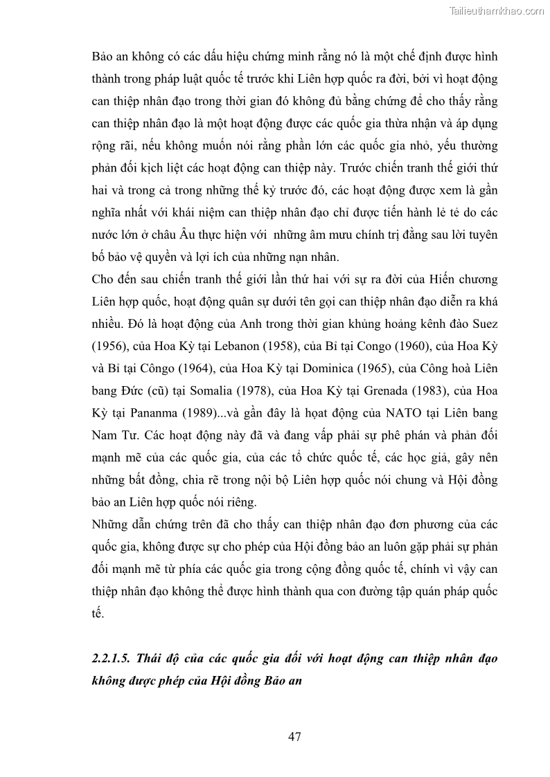 Luận văn thạc sĩ luật học Can thiệp nhân đạo trong luật quốc tế hiện đại - 9 Trang 49
