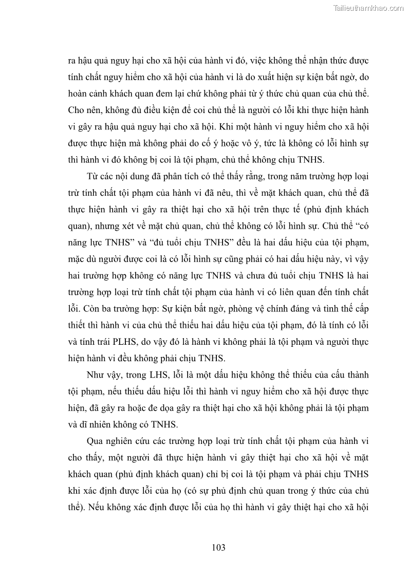 Luận án tiến sĩ luật học Nguyên tắc trách nhiệm do lỗi của luật hình sự - 18 Trang 103