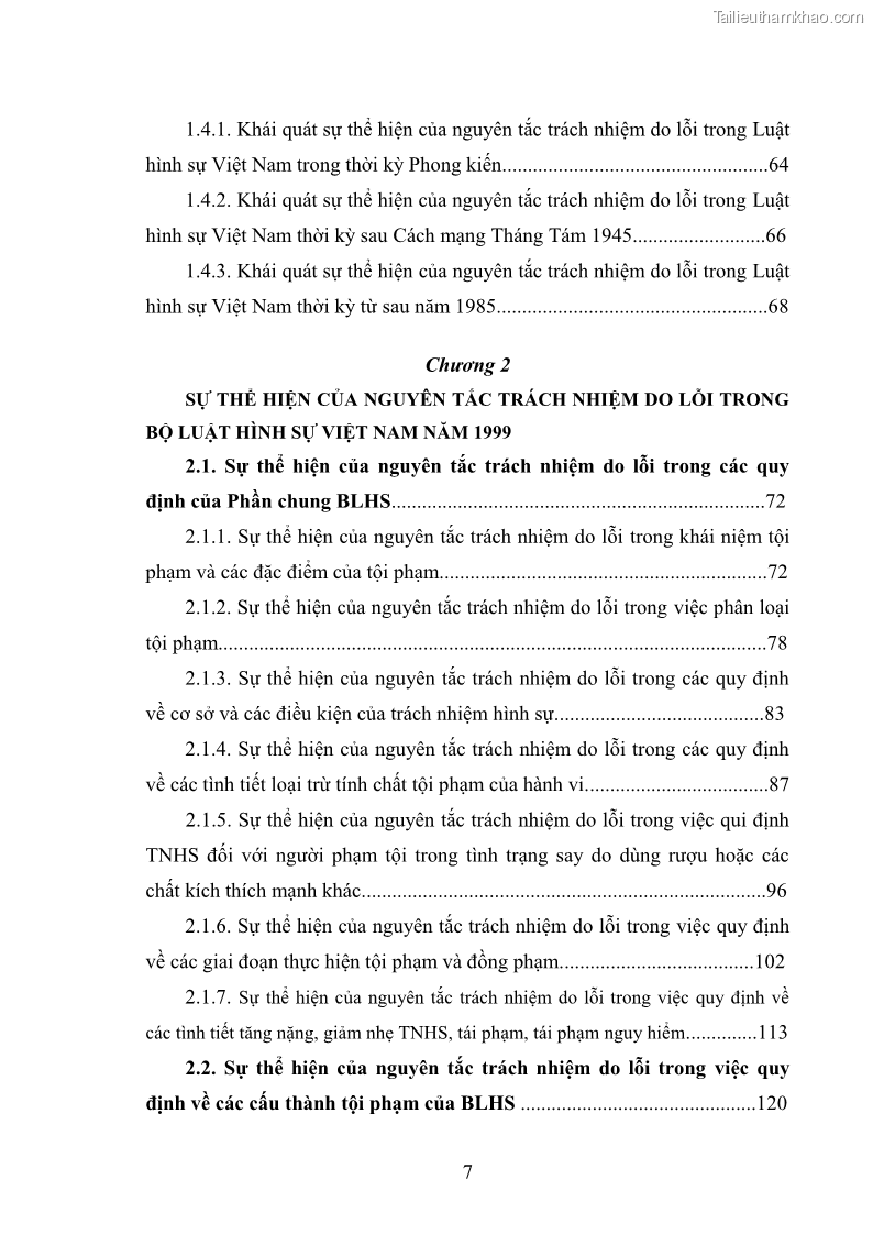 Luận án tiến sĩ luật học Nguyên tắc trách nhiệm do lỗi của luật hình sự - 2 Trang 7