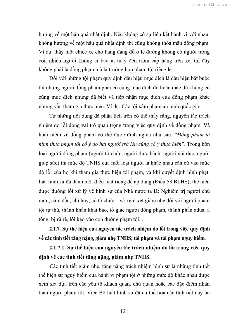 Luận án tiến sĩ luật học Nguyên tắc trách nhiệm do lỗi của luật hình sự - 21 Trang 121