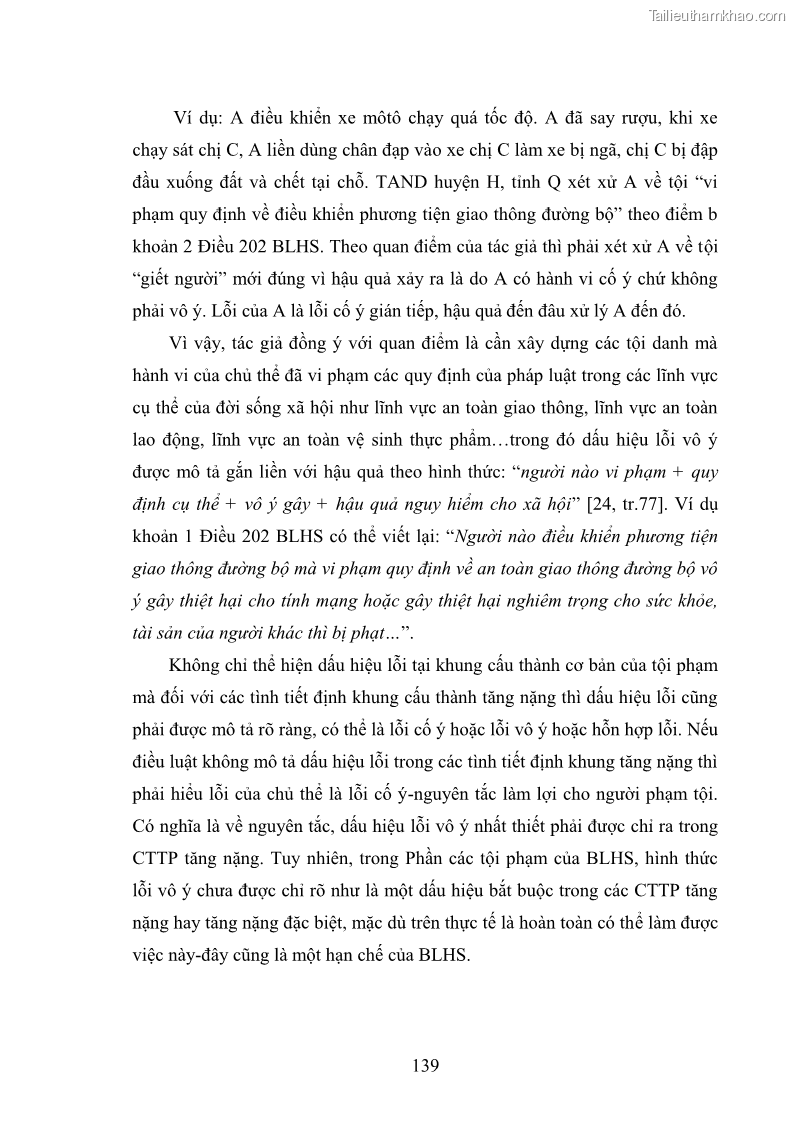 Luận án tiến sĩ luật học Nguyên tắc trách nhiệm do lỗi của luật hình sự - 24 Trang 139