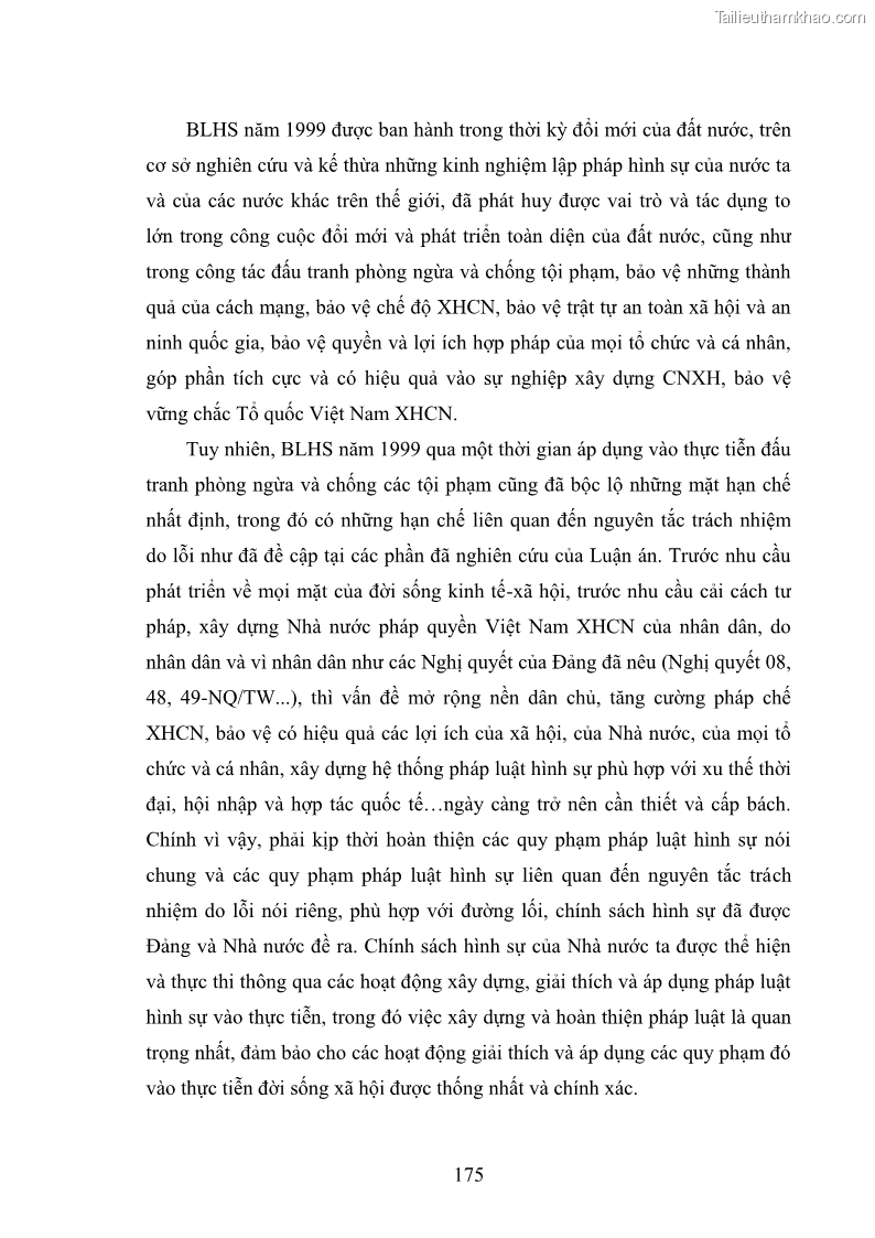 Luận án tiến sĩ luật học Nguyên tắc trách nhiệm do lỗi của luật hình sự - 30 Trang 175