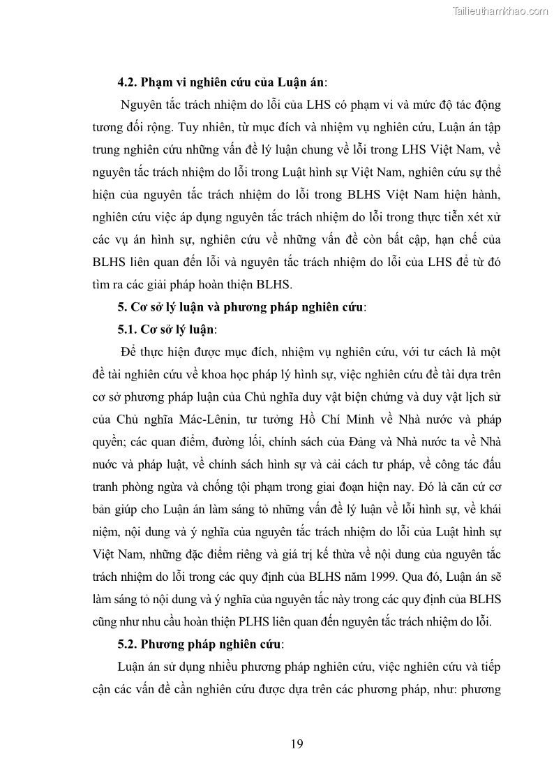 Luận án tiến sĩ luật học Nguyên tắc trách nhiệm do lỗi của luật hình sự - 4 Trang 19