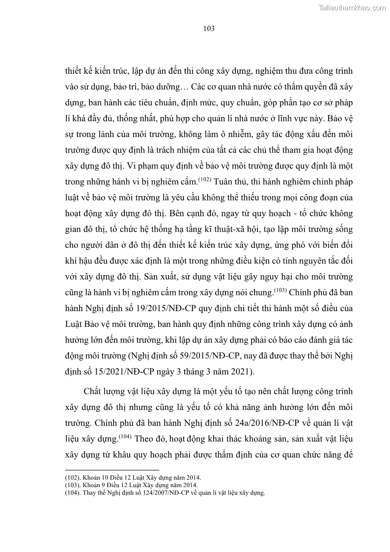 Luận án tiến sĩ luật học Quản lí nhà nước về xây dựng đô thị ở Việt Nam hiện nay - 19 Trang 109